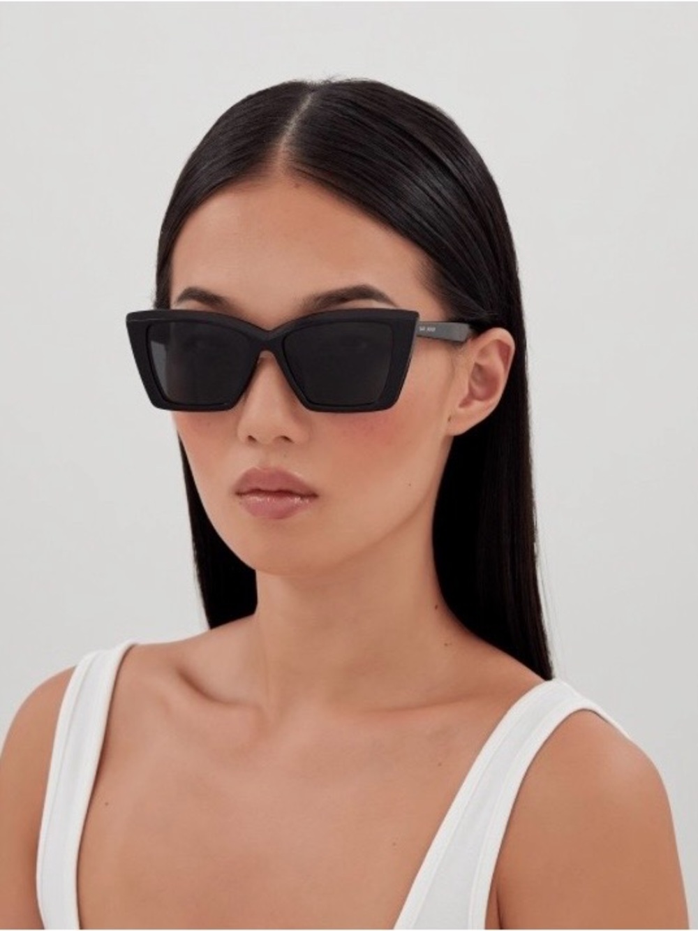 Saint Laurent Black Angular Cat-Eye Sunglasses